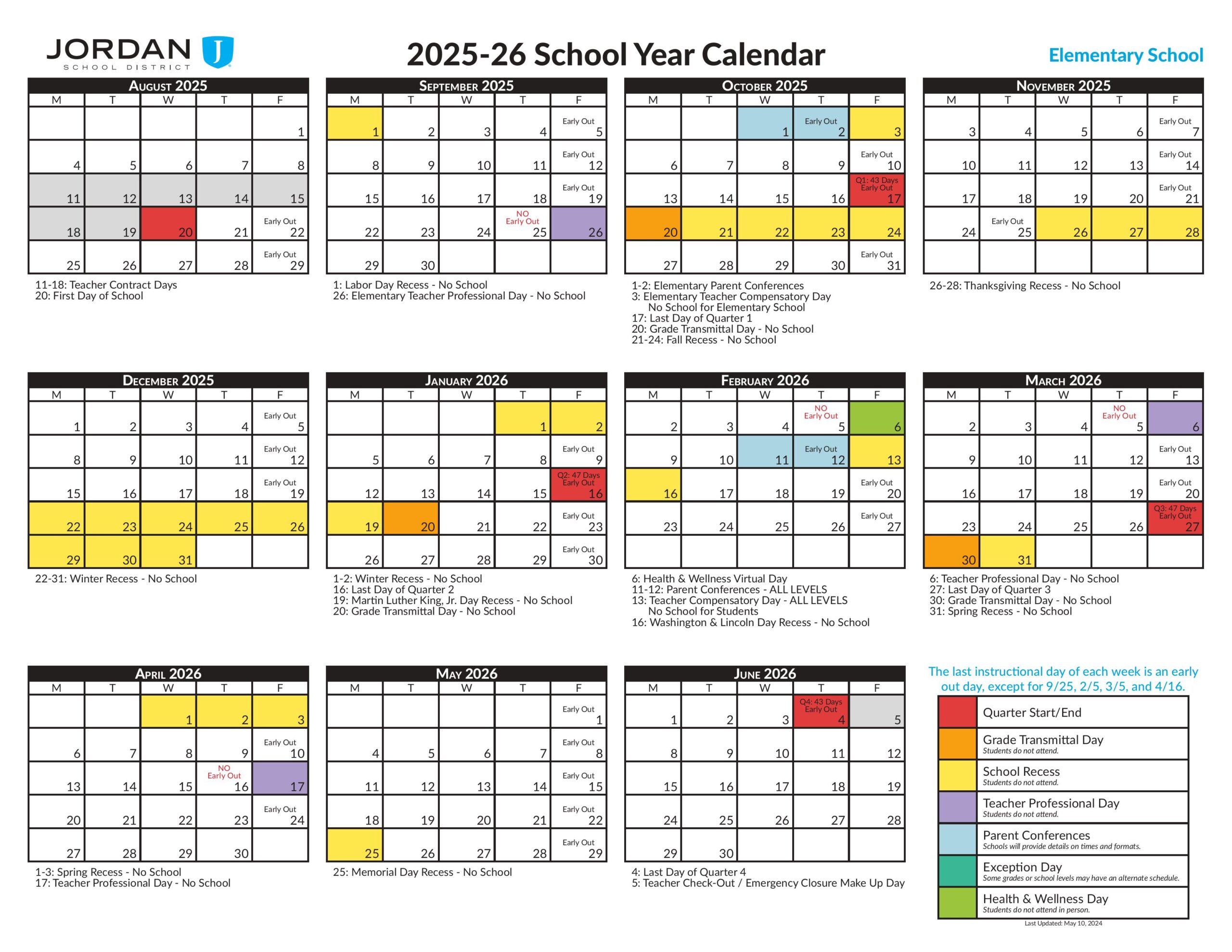 2025-2026 School calendar 