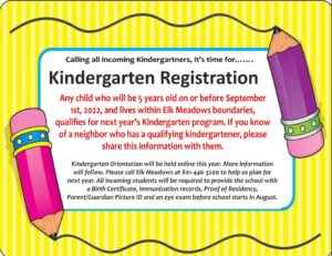 flier containing information about kindergarten orientation coming up
