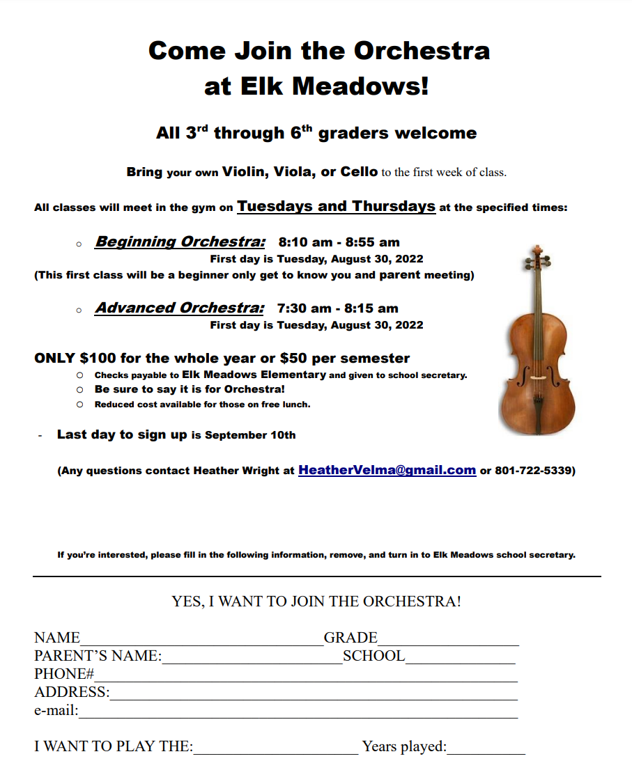 Elk Meadows Orchestra Form 