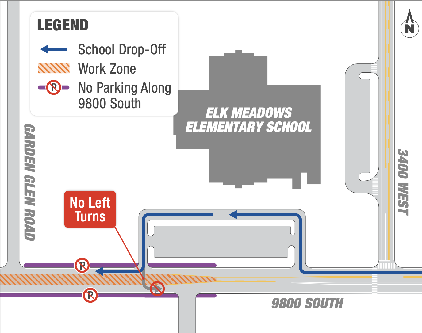 Map from UDOT for construction project on 9800 S.